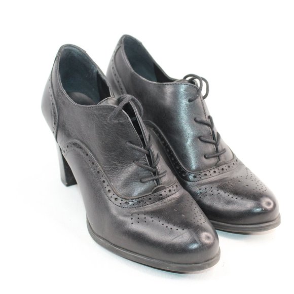 Franco Sarto Black Leather Lace Up High Heels - Picture 3 of 9